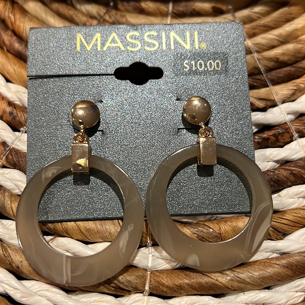 3/$15 Massini Taupe Colored Hoop Pierced Earrings - New - Lot 051